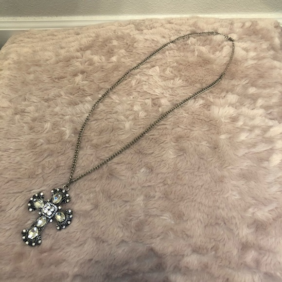 Charming Charlie 1946 Cross Jeweled Necklace - Picture 3 of 4